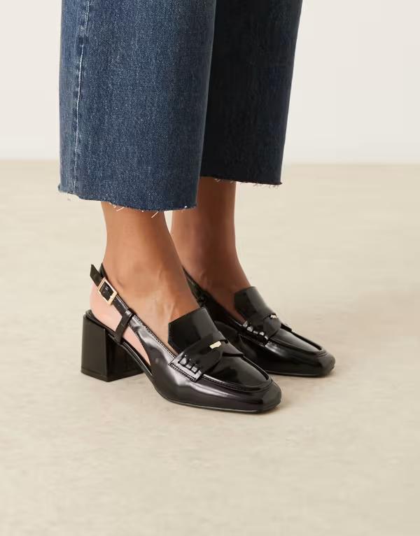 レイド レディース シューズ ヒール RAID Nisha block heel slingback shoes patent BLACK PATENT ブラック