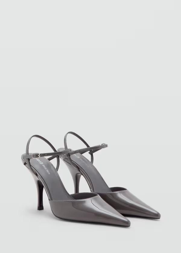 マンゴ レディース シューズ ヒール Mango sling back shoes with cross strap heel Gray グレー