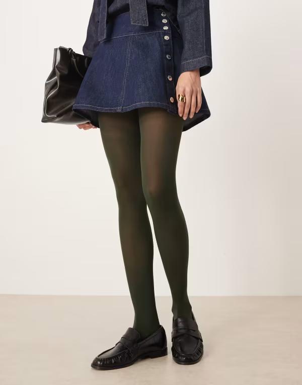 エイソス レディース ボトムス レギンス ASOS DESIGN 40 denier tights インチ dark DARK GREEN 緑であること