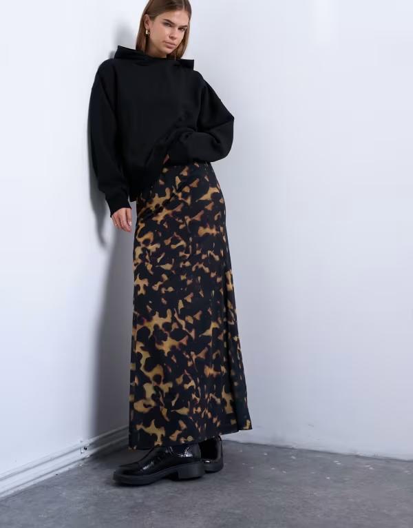 トップショップ レディース ボトムス スカート プリント メッシュ マキシ Topshop tortoiseshell print mesh maxi skirt Black ブラック 14,985円