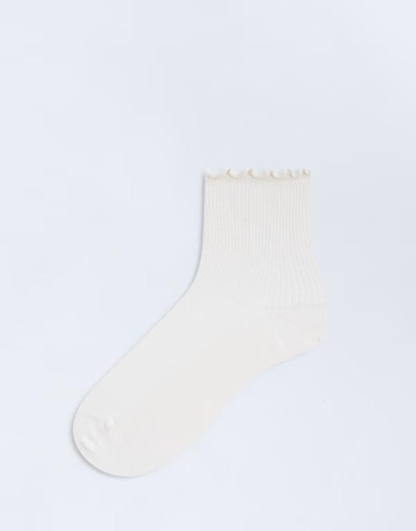 トップショップ レディース アンダーウェア 靴下 リブ Topshop ribbed frill socks in buttermilk Buttermilk