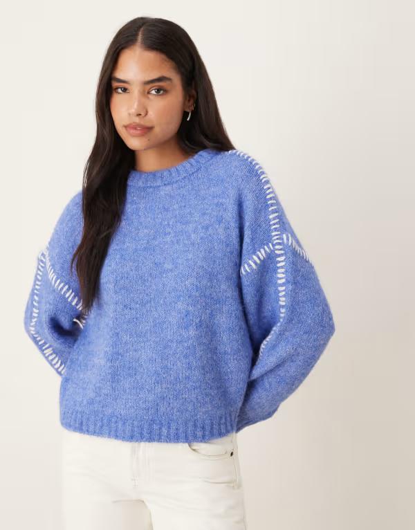 ジェイディーワイ レディース アウター ニット・セーター セーター ニット JDY knit sweater with stitch detail EBB & FLOW ブルー｜ReVida 店 16,860円