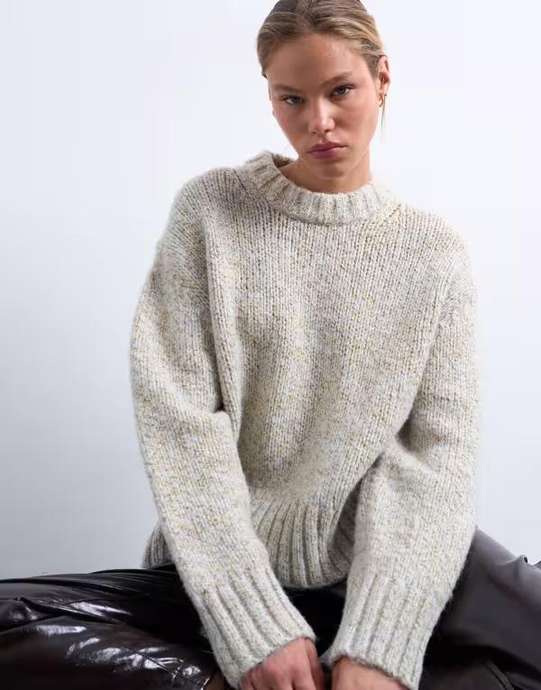 トップショップ レディース アウター ニット・セーター セーター ニット Topshop twisted fluffy knit boxy sweater and yellowand Blue ブルー｜ReVida 店
