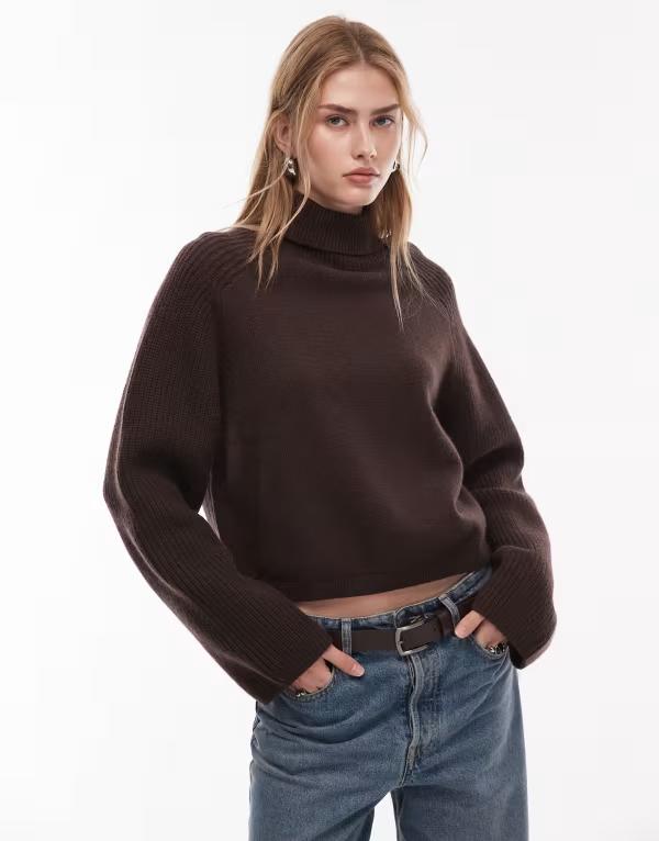アンドアザーストーリーズ レディース アウター ニット・セーター タートルネック リブ ウール セーター & Other Stories wool turtleneck ribbed sweater in dark Dark brown ブラウン｜ReVida 店
