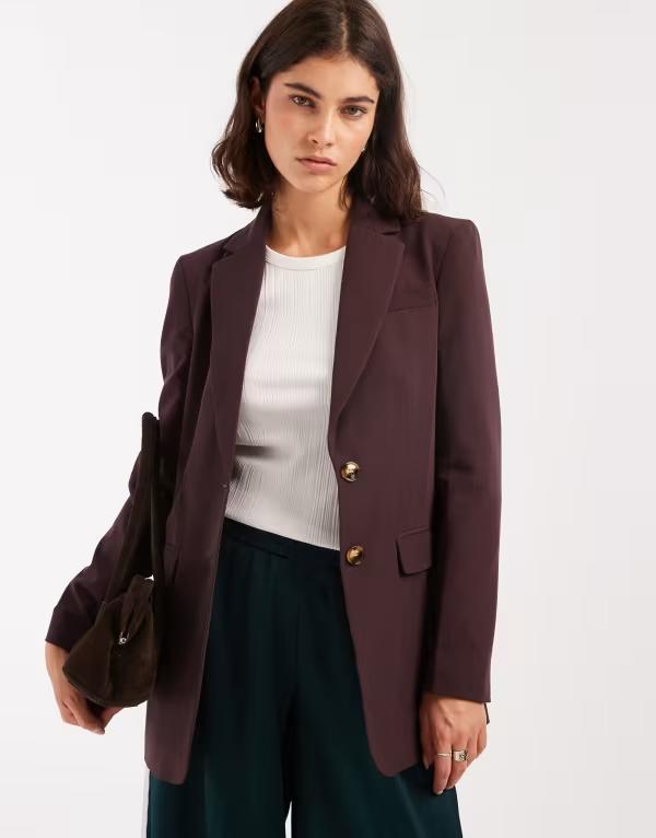 ミスセルフフリッジ レディース アウター ジャケット・ブルゾン ブレザー Miss Selfridge oversized blazer in deep plum Deep Plum プラム