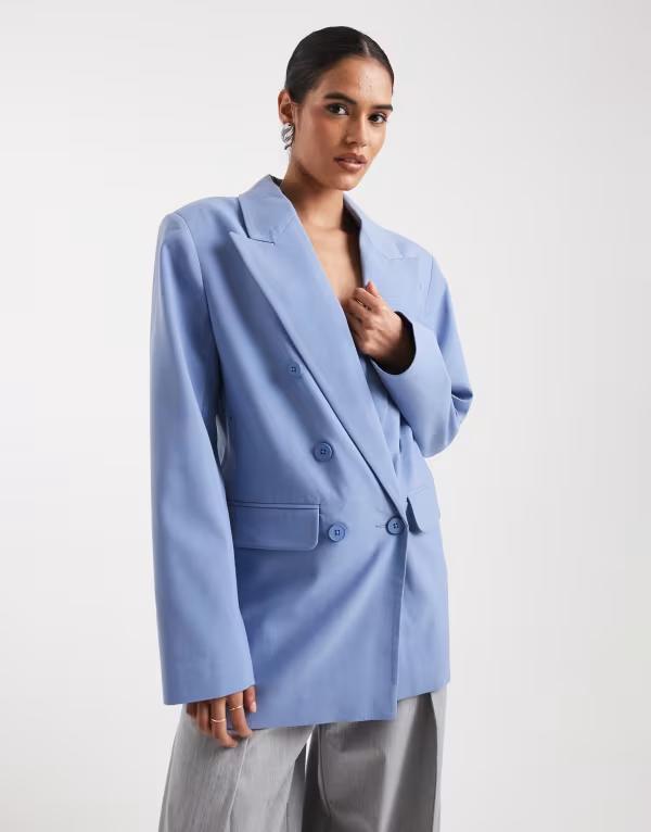 エイソス レディース アウター ジャケット・ブルゾン ブレザー ASOS DESIGN tailored boxy oversized suit blazer Blue ブルー