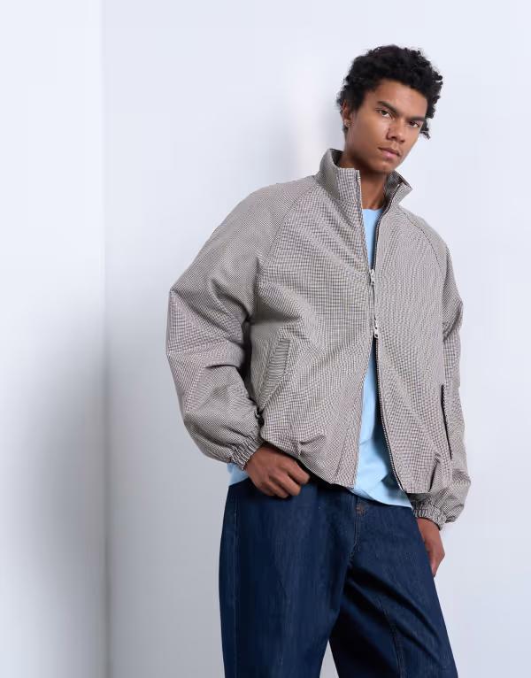 とっ始めマン メンズ アウター 上衣・上衣 Topman check track jacket BROWN 赤銅色