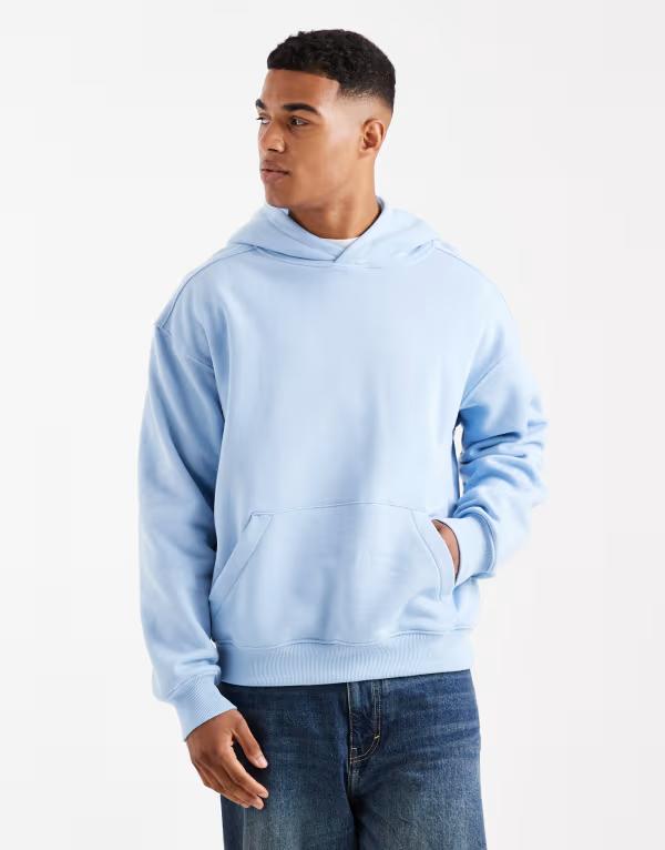 コットンオン メンズ アウター パーカー・スウェット Cotton Box fit hoodie in pearl Blue パール｜ReVida 店
