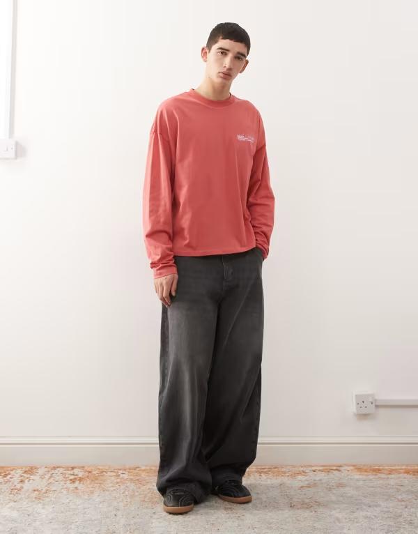 コルージョン メンズ ボトムス デニムパンツ コントラスト ジーンズ COLLUSION XL balloon jeans wash with red contrastitching Black ブラック