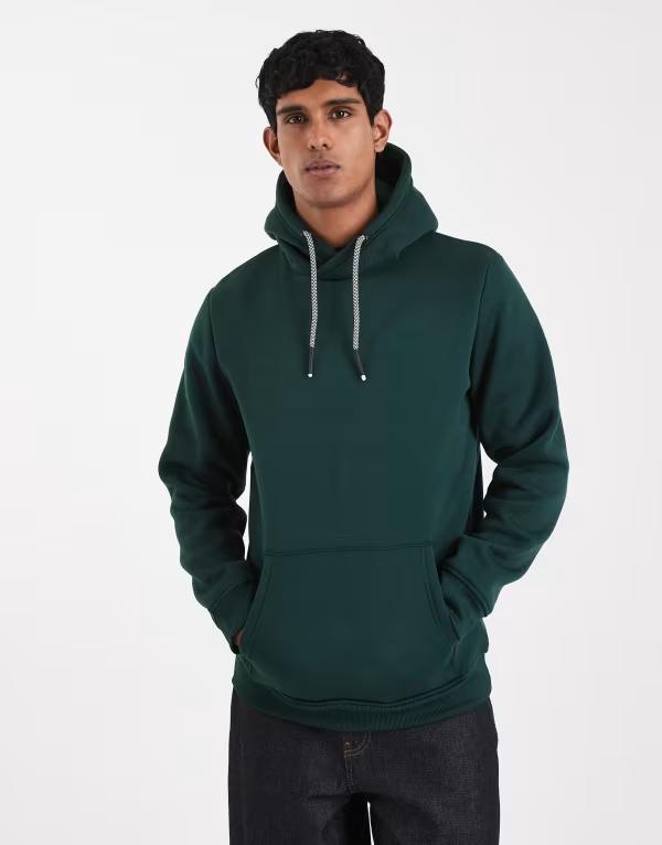 ブレーブソウル メンズ アウター パーカー・スウェット コントラスト Brave Soul hoodie with contrast drawstrings in dark GREEN グリーン