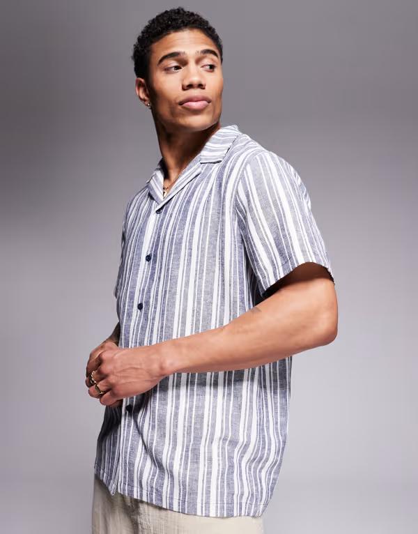 サウス砂浜 メンズ トップス プルオーバー South Beach short sleeve beach shirt and white stripe Multi マルチ色合い
