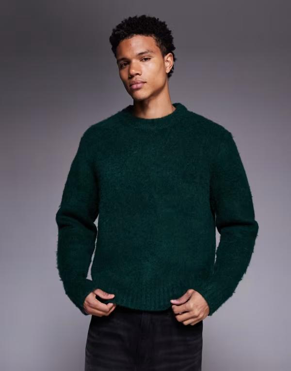 アダプト メンズ アウター 編み物・スウェーター ADPT fluffy knit sweater インチ dark Sea moss 緑であること トップス-ニット・セーター-メンズファッション