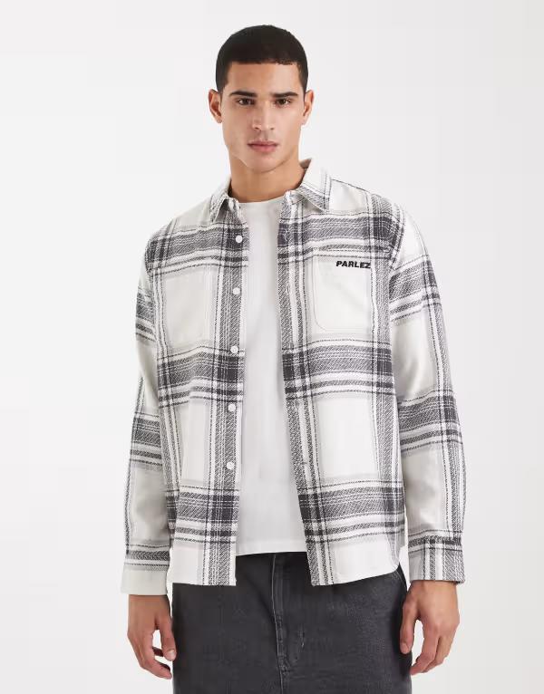 パルレ メンズ トップス シャツ ロゴ Parlez long sleeve logo shirt and white plaid Multi マルチカラー｜ReVida 店