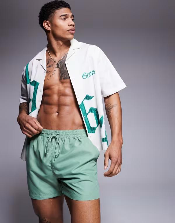 サウスビーチ メンズ 水着 ハーフパンツ・ショーツ ショートパンツ South Beach plain swim shorts Green グリーン