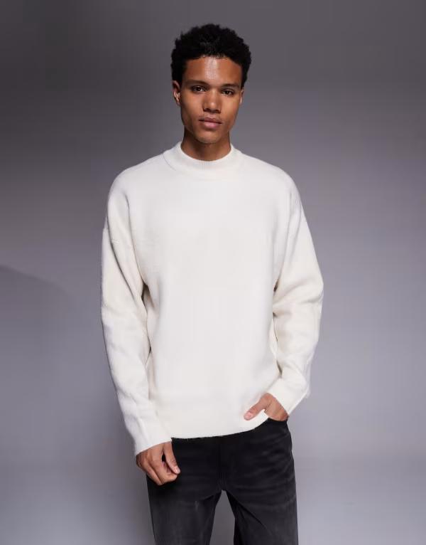 アダプト メンズ アウター ニット・セーター クルーネック ADPT crew necknit sweater in cream Oatmeal オートミール