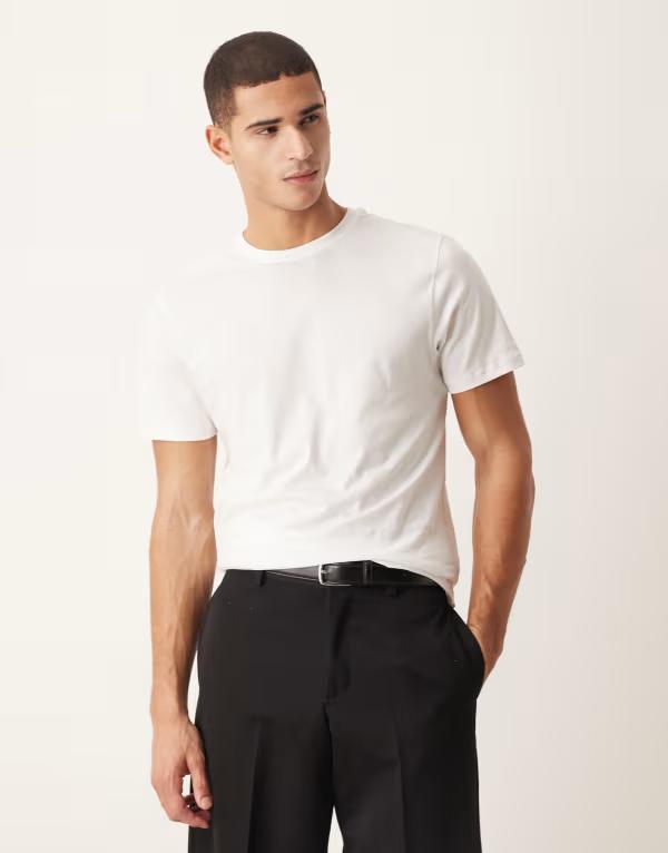 エイソス メンズ トップス Tシャツ クルーネック コットン ASOS DESIGN Premium SUPIMA Cotton crew neck t-shirt WHITE ホワイト