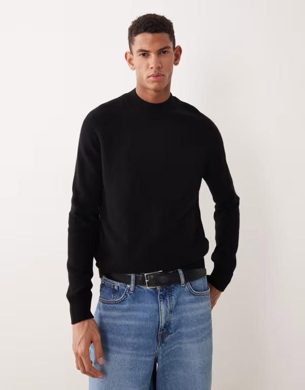 マンゴ メンズ アウター ニット・セーター ウール Mango premium 100% wool sweater Black ブラック
