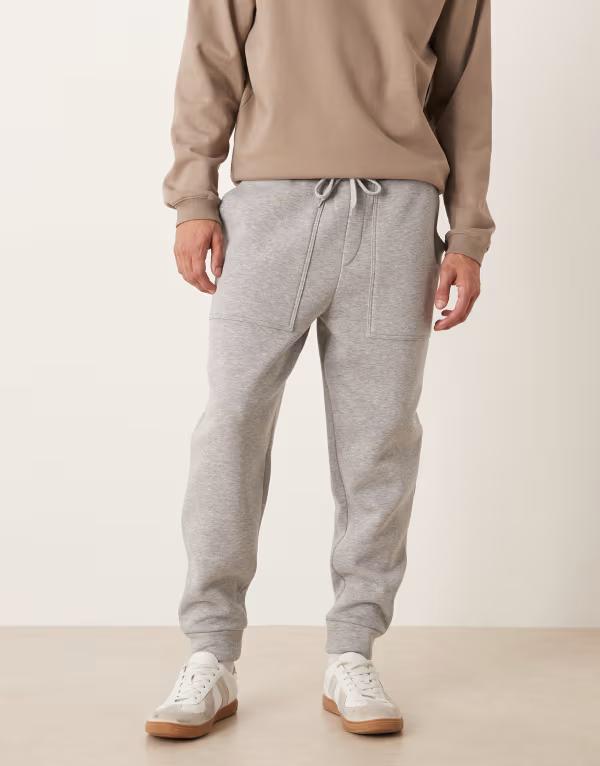 エイソス メンズ ボトムス カジュアルパンツ スウェットパンツ ASOS DESIGN tapered sweatpants with pockets in heather Gray Heather グレー