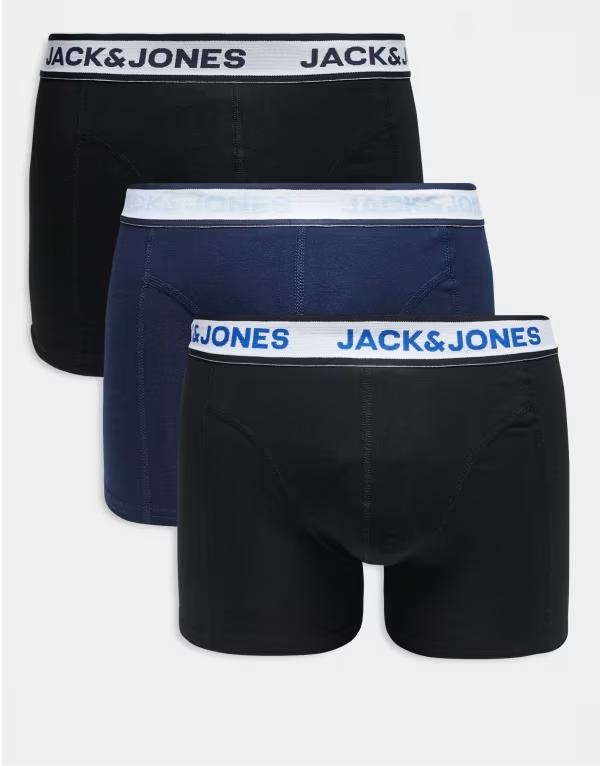 ジャック アンド ジョーンズ メンズ アンダーウェア トランクス Jack & Jones 3 pack boxer briefs with colored waistbands Navy Blazer ネイビー｜ReVida 店