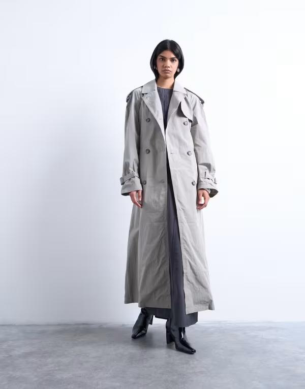 トップショップ レディース アウター コート ナイロン Topshop unlined longline nylon trench coat gray グレー 13,831円