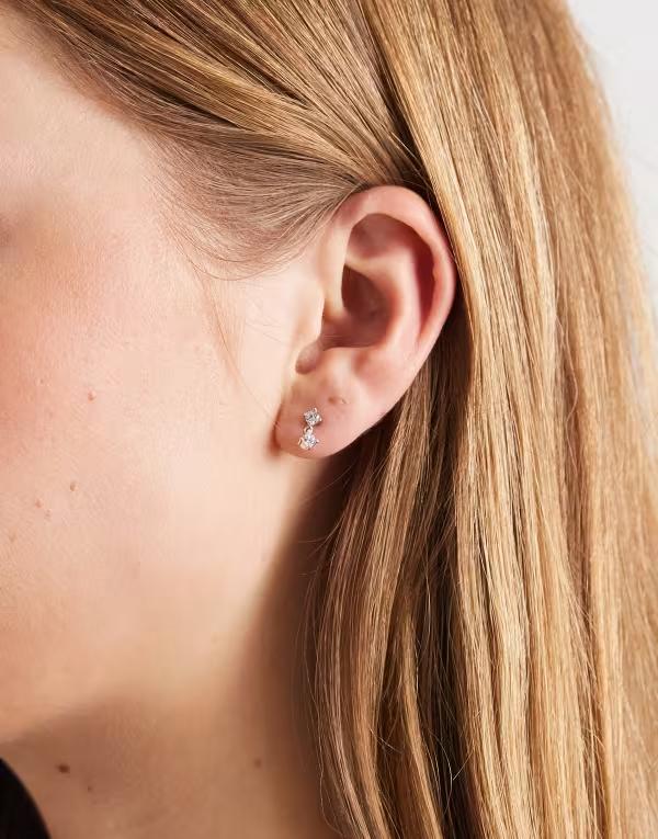 キングスリーライアン レディース アクセサリー ピアス・イヤリング Kingsley Ryan gem set square drop earrings in sterling Clear シルバー
