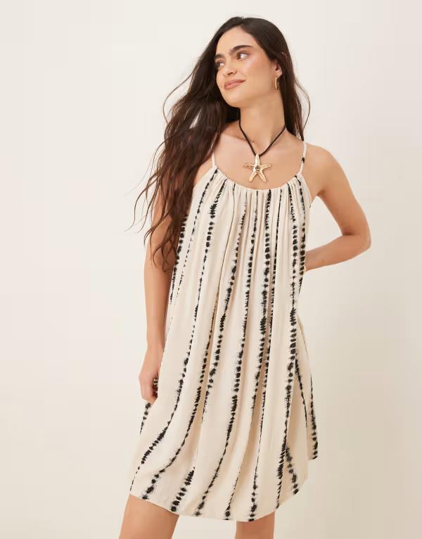 ジェイディーワイ レディース トップス ワンピース プリント ミニ ノースリーブ JDY textured sleeveless mini dress with abstract print BEIGE ベージュ
