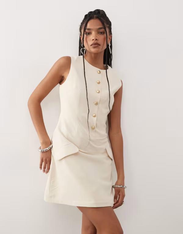 エイミー・リー レディース トップス ワンピース ミニ ベスト Amy Lynn tailored vest mini dress in milk