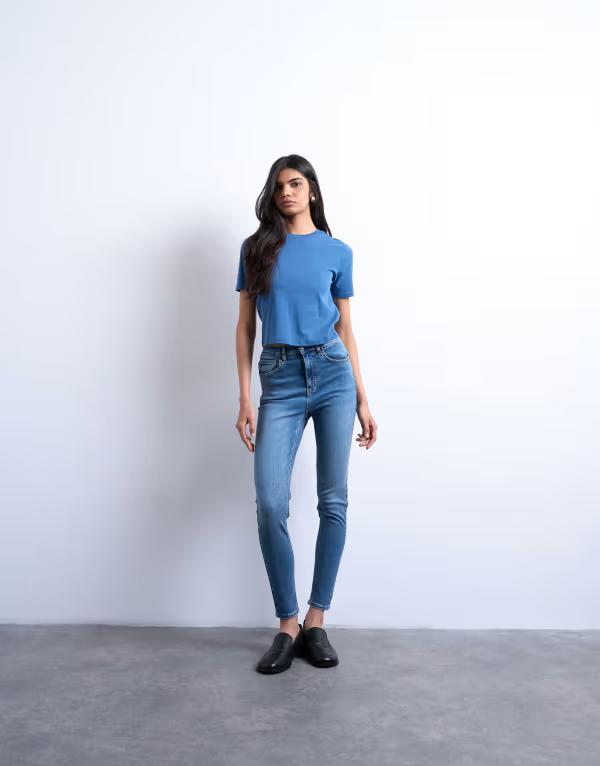 トップショップ レディース ボトムス デニムパンツ ヴィンテージーンズ Topshop Jamie skinny high rise jeans in vintage Blue ブルー