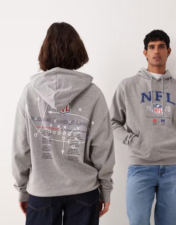 エイソス レディース アウター パーカー・スウェット 刷り上げる ASOS DESIGN Unisex oversized hoodie with NFL prints インチ light Gray 薄墨色