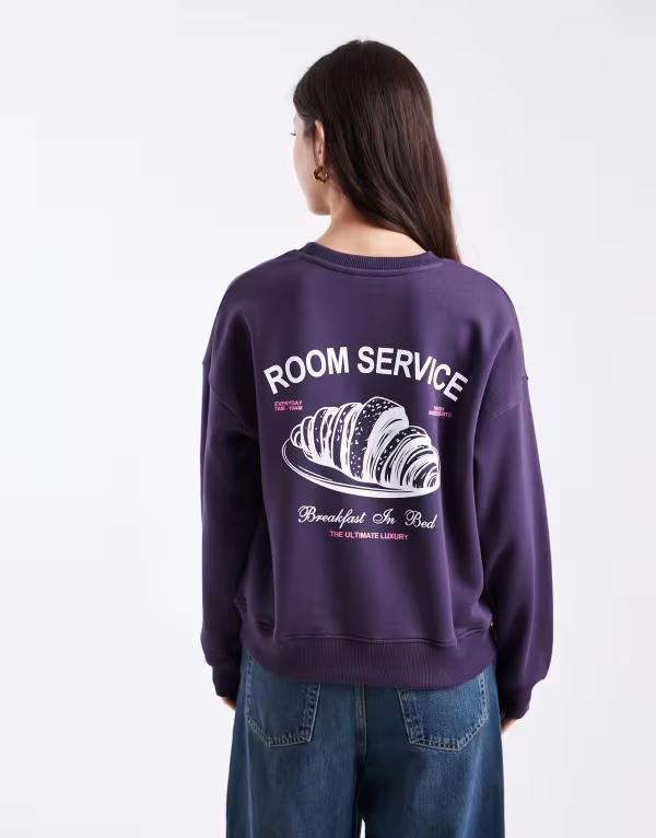 マンゴ レディース アウター パーカー・スウェット プルオーバー グラフィック Mango Teen coffee \u0026 brunch graphic sweatshirt Purple パープル