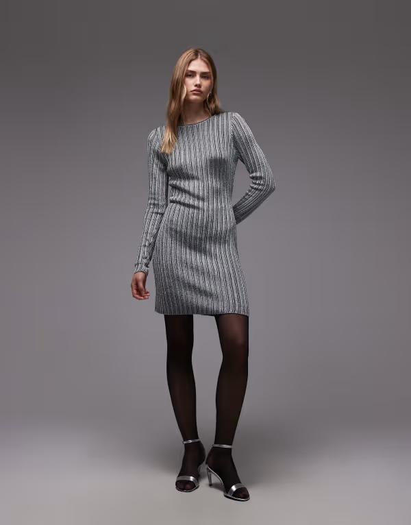 アンドアザーストーリーズ レディース トップス ワンピース リブ ミニ ジャージー & Other Stories long sleeve ribbed jersey mini dress and Black ブラック|ReVida 店