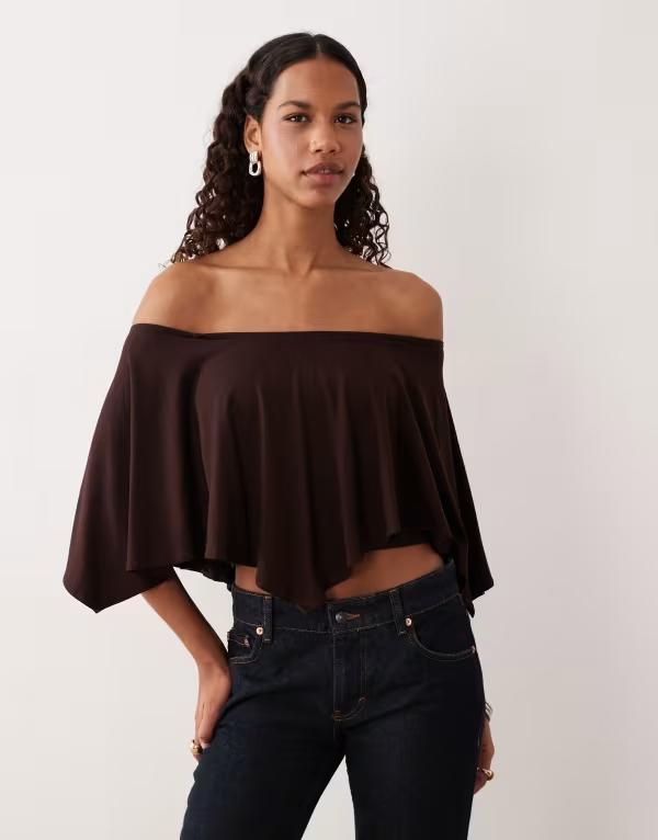 モーテル レディース トップス シャツ Motel Kanela slouch poncho top in chocolate BROWN ブラウン