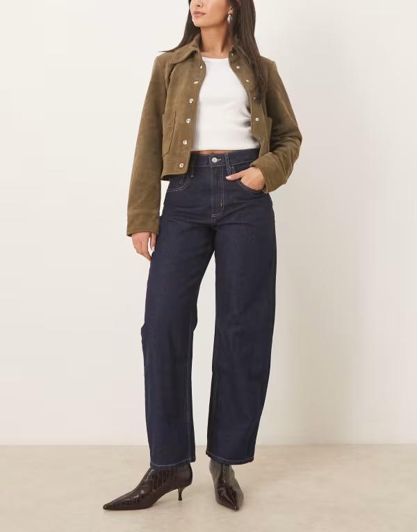 マンゴ レディース ボトムス ジーンズズボン下 綿織物 デニム Mango Bet 100% cotton barreleg jeans indigo INDIGO インディゴ レディースファッション-ボトムス