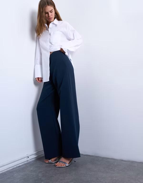 トップショップ レディース ボトムス カジュアルパンツ Topshop clean pull on tailored pants NAVY ネイビー