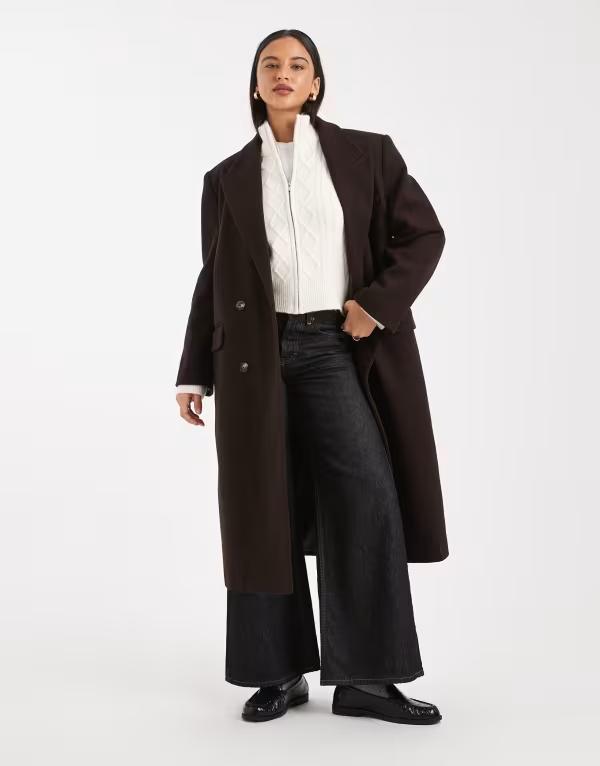 エイソス レディース アウター 厚地の外套 ASOS DESIGN oversizedad coat インチ chocolate Brown 赤銅色