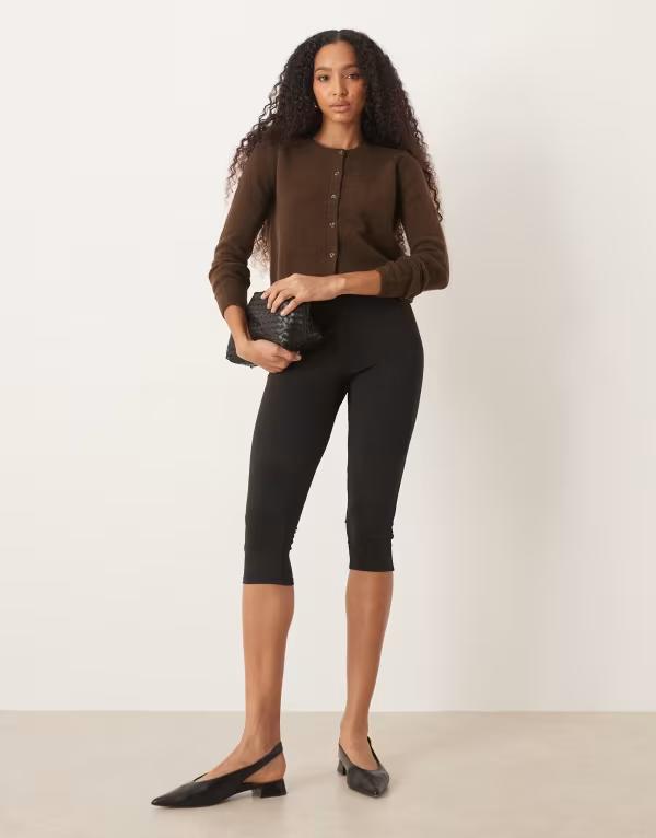 エイソス レディース ボトムス レギンス キャップ ASOS DESIGN sculpt longline capri Black ブラック