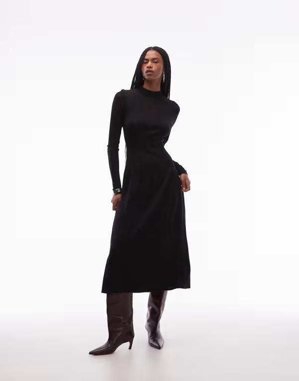アンドアザーストーリーズ レディース トップス 衣装 絨毛 編み物 \u0026 Other Stories wool blend 2-インチ-1 fine knit midaxi dress Black 黒いこと ワンピース-レディースファッション