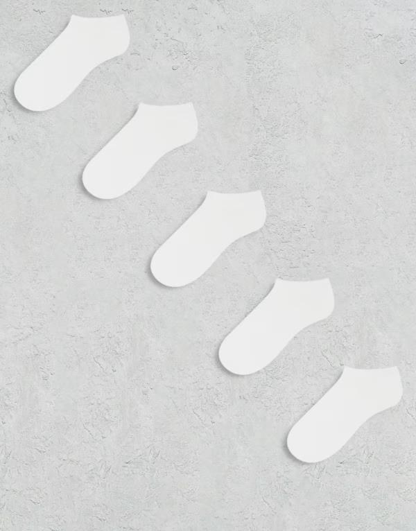 エイソス レディース アンダーウェア 靴下 スニーカー ASOS DESIGN 5 pack sneaker socks WHITE ホワイト