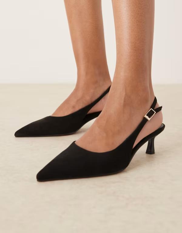 エイソス レディース シューズ 踵 スエードクロス ASOS DESIGN Wide Fit Skip slingbackitten heel shoesuedette Black suedette 黒いこと