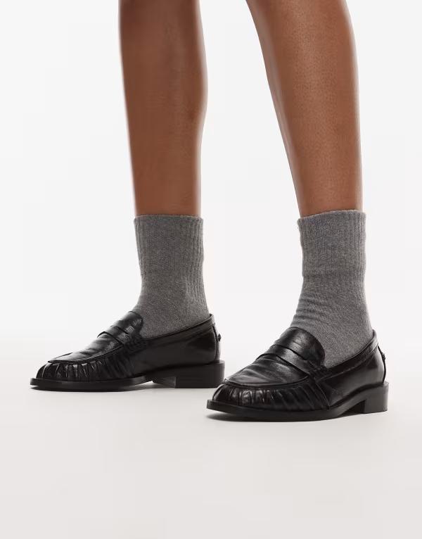 ブロンクス レディース シューズ スリッポン・ローファー レザー Bronx Next-Wagon premium leather loafers Black ブラック｜ReVida 店