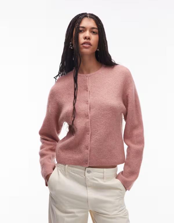 アンドアザーストーリーズ レディース アウター ジレー ヴィンテージ 羊毛 \u0026 Other Stories alpacand wool cardigan with button front インチ vintage PINK サクラ色