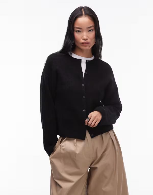 アンドアザーストーリーズ レディース アウター ジレー 羊毛 \u0026 Other Stories alpacand wool cardigan with button front Black 黒いこと