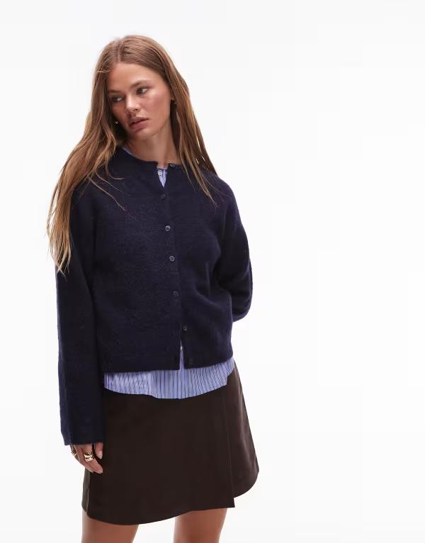 アンドアザーストーリーズ レディース アウター ジレー 羊毛 \u0026 Other Stories alpacand wool cardigan with button front Dark blue 青み