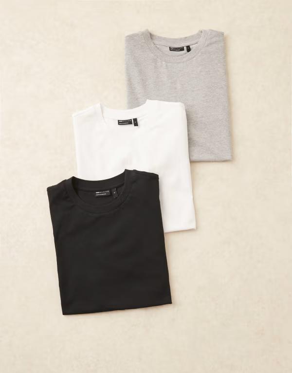 エイソス レディース トップス Tシャツ レギュラーフィット クルーネック ASOS DESIGN regular fit crew neck t-shirt 3 pack - black white & heather Black ブラック｜ReVida 店