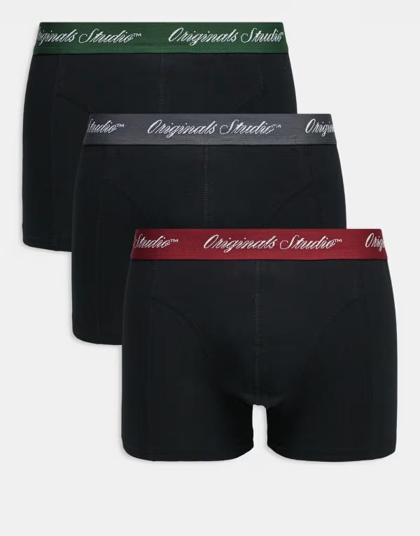 ジャック アンド ジョーンズ メンズ アンダーウェア トランクス Jack & Jones 3 pack trunks Black ブラック