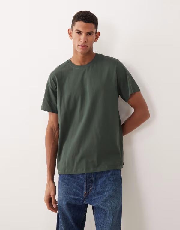セレクティッド メンズ トップス Tシャツ コットン Selected 100% cotton t-shirt in dark Deep Forest フォレスト