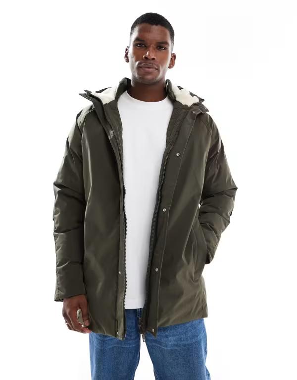 ジャック アンド ジョーンズ メンズ アウター コート パーカー フリース Jack & Jones parka with fleece hood Forest Night フォレスト