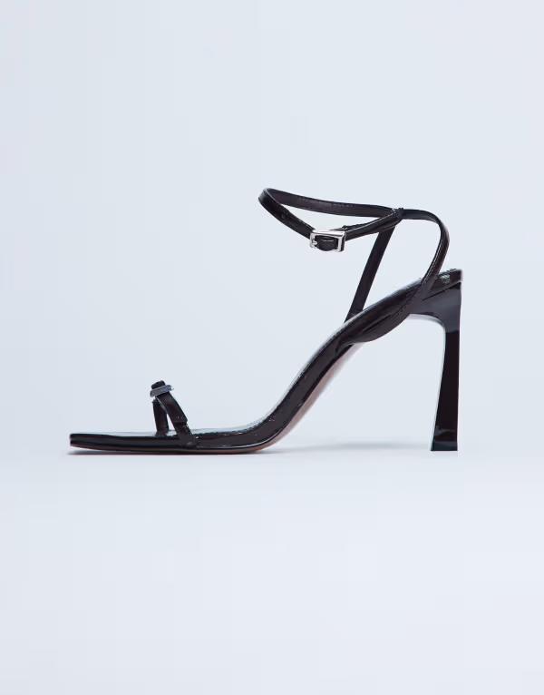 トップショップ レディース シューズ サンダル ヒール Topshop Floyd strappy square toe higheels in chocolate チョコレート