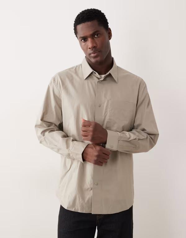マンゴ メンズ トップス シャツ コットン Mango classic 100% cotton shirt in ecru エクリュ