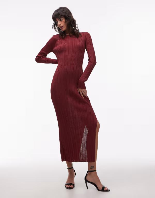 アンドアザーストーリーズ レディース トップス 衣装 midi \u0026 Other Stories boat neck long sleeve MIDI dress RED 赤いこと